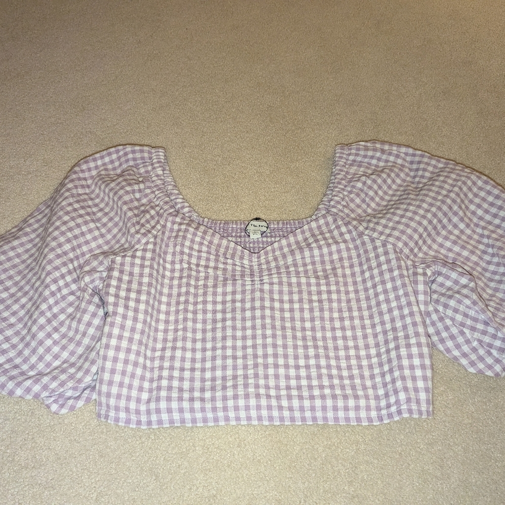 Nwot The Drop Sz L Purple Checkered Crop Top
